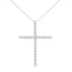 Haus of Brilliance Sterling Silver Diamond Cross Pendant Necklace